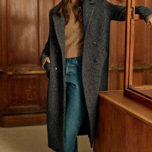 Sezane Jefferson Coat Black Grey - Size 8